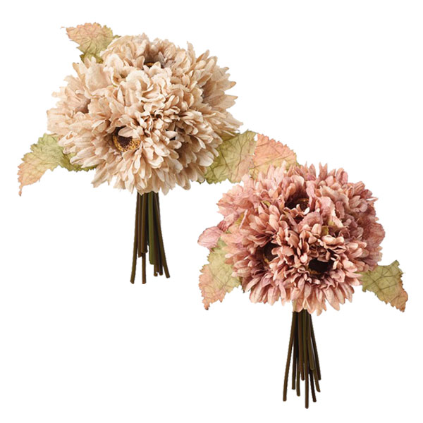 造花 ミックス フラワーブーケ (ベージュ / モーブ） 全長25cm 造花 花束