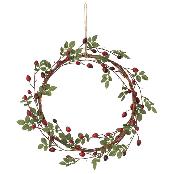 クリスマスリース ベリー W55cm 木の実 葉 赤 フラワー グリーン アーティシャフルグリーン インテリア 造花 ディスプレイ 装飾 壁掛け 吊り下げ ウォールデコレーション 【クリスマスツリー クリスマス雑貨 X’mas 】