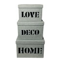 ストレージボックス 3個セット 「HOME・DECO・LOVE」 収納 ボックス 見せる収納 【あす楽対応】