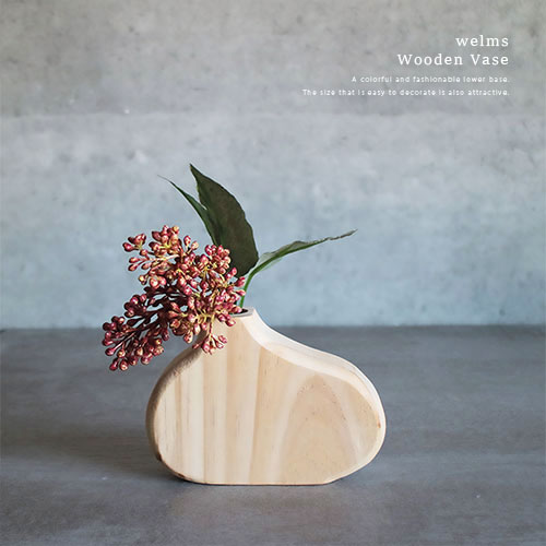 welms Wooden Vase ウッドベース (A)ナチュラル ミニ 木製 フラスコ 花器 一輪挿し 花瓶 インテリア 【あす楽対応】 [2]