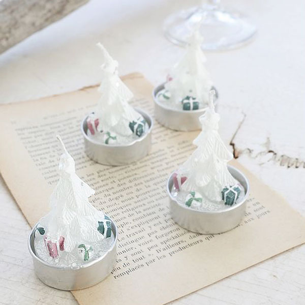 クリスマスツリー キャンドル （ミニデコツリー / 4Pセット） H6cm クリスマスツリー ロウソク インテ..
