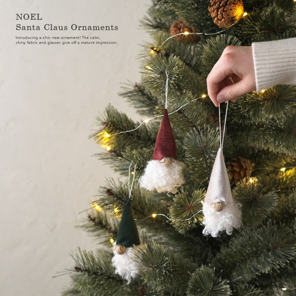 NOEL ふわふわ サンタクロース オーナメント BOX （レッド & グレー 6Pセット） めがねサンタ インテリ..