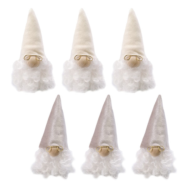 NOEL ふわふわ サンタクロース オーナメント BOX （ホワイト & シルバー 6Pセット） めがねサンタ イン..