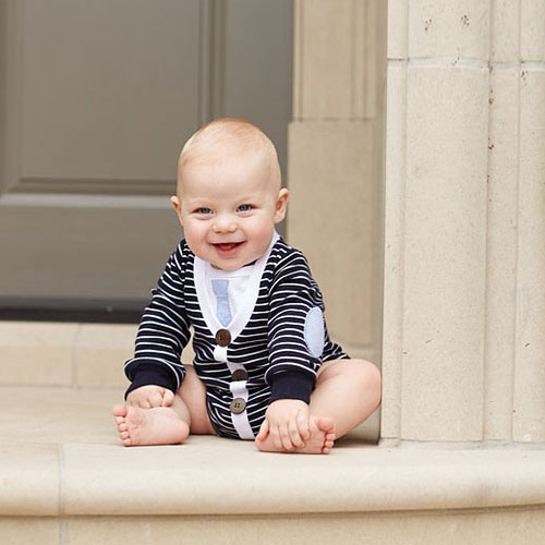Mudpie マッドパイ ボーダー ロンパース （ネイビー） CARDIGAN CRAWLER ベビー用品 ベビー服 長袖 男の子 0歳 ギフト 60 70 【メール便可220円】【あす楽対応】【出産祝い】【贈り物】
