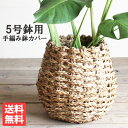 鉢カバー 5号 5号相当の鉢がすっぽり 手編みバスケット 送料無料 小鉢用 インテリアカバー 手作り ハンドメイド 観葉植物 おしゃれ インテリア