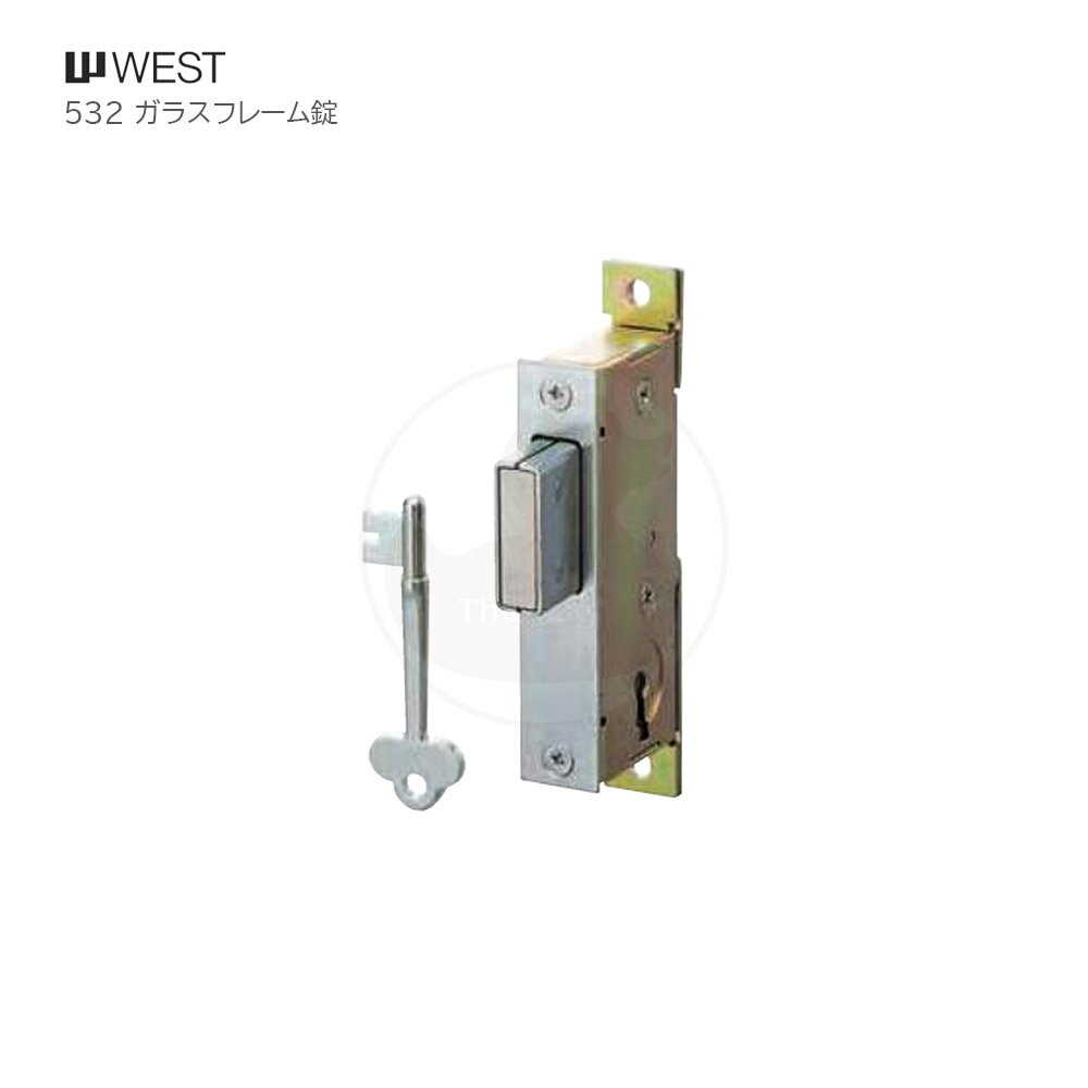 WEST 532-V0506 扉厚25-40mm BS25mm キー2本付 強化ガラス ガラス扉錠 ガラスフレーム錠【ウエスト 鍵..