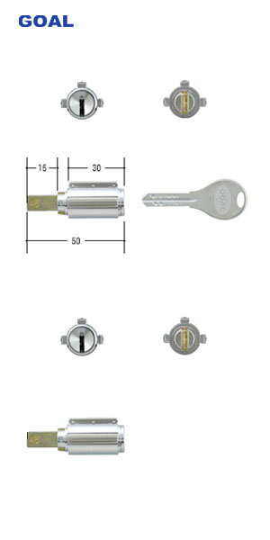 【10/9 01:59までポイント10倍】[テール刻印43][2ロック] GOAL V-PX 15ミリ シル 扉厚31-34mm キー6本付 PXタイプ用 V18シリンダー 2個同一キー【GCY-261(GCY-219×2)】【ゴール メンテナンス部品】