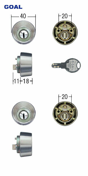 TOSTEM 勝手口ドア錠セット 丸型 DEBZ0022 シルバー色 キー5本付 GOAL D9シリンダー仕様 QDC899 2個同一キー【GCY-112】【LIXIL トステム メンテナンス部品】