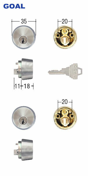 【11/27 01:59迄 全品P10倍】TOSTEM 勝手口ドア錠セット 丸型 DEBZ0021 シルバー色 キー3本付 GOAL 5ピンシリンダー仕様 QD...