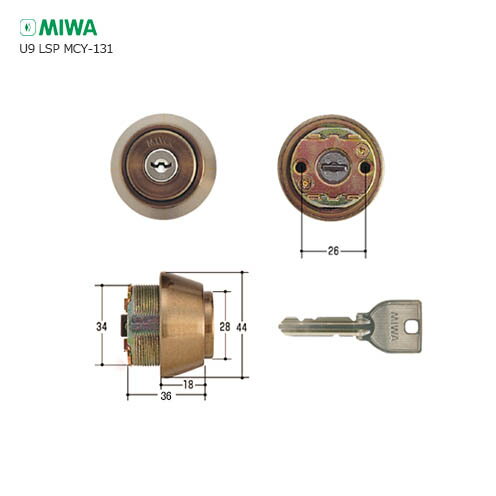 【11/27 01:59迄 全品P10倍】MIWA U9 TE18.CY 扉厚40-43mm CA 銅古美色 キー3本付 LSPタイプ用 U9シリ..