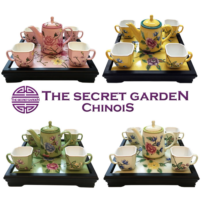 【アウトレット品】【送料無料】THE-SECRET-GARDEN シノワズリ 手描 手塗 オールハンドペイント 花鳥柄 アフタヌーン ティーセット 中国茶器【陶器 食器 古典 アンティーク ポット カップ コップ コーヒー マグ プレート カラフル 花 保温 おしゃれ】シークレットガーデン