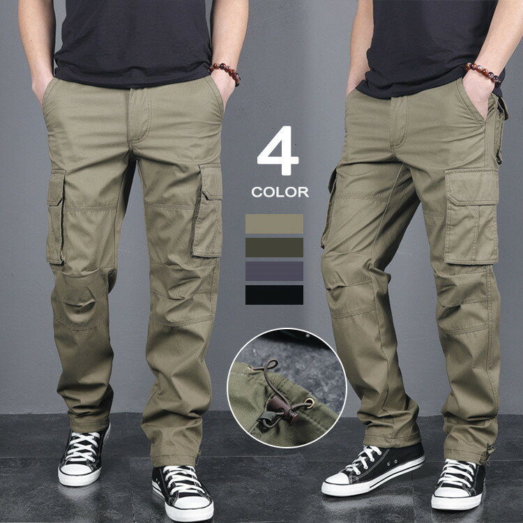 Cargo Pants - カーゴパンツ メンズ ミリタリーパンツ ボトムス ワークパンツ 作業ズボン チノパン アウトドア 軍パン イージーパンツ メンズファッション カジュアル ロングパンツ 春物 秋物 大きいサイズ ストレート