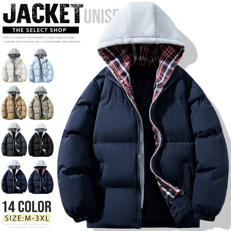 乐天商城 - 中綿ジャケット 軽量 暖かい 中綿入り メンズ レディース 防寒 秋冬 シャツジャケット アウター フード付き ブルゾン 重ね着風 フード付き カジュアル 中綿ブルゾン ジャンパー ジャケット おしゃれ 冬 冬服 冬物 ユニセックス 通勤 通学