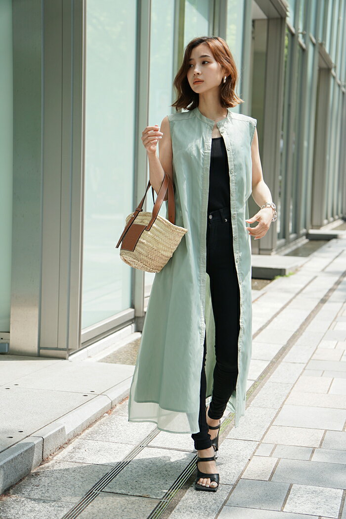 ODORATA オドラタ レイヤードノースリーブワンピース ワンピース グリーン ブラック 緑 黒 レディース 女性 おしゃれ きれい キレイ 綺麗 大人 カジ...