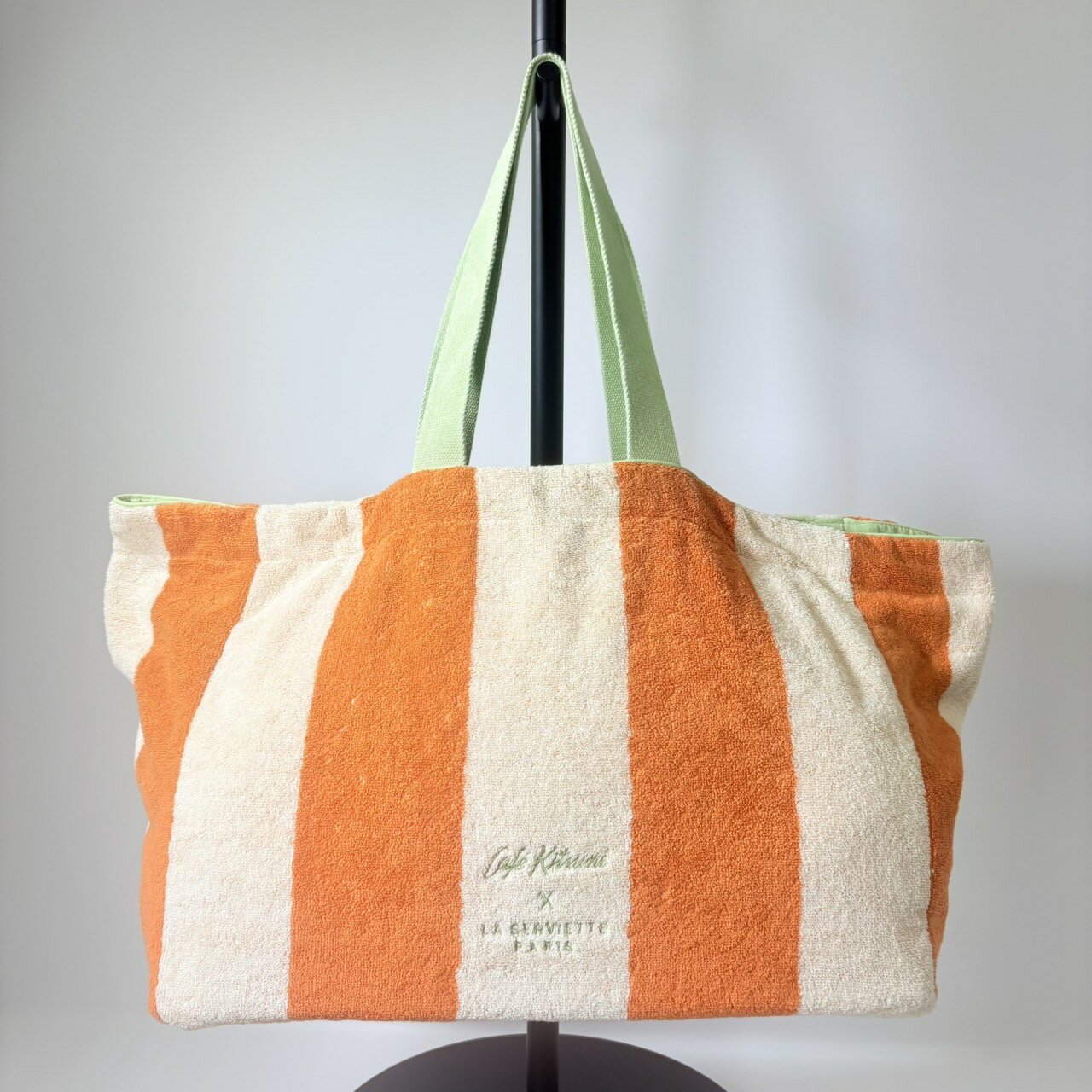 ＼お買い物マラソンpt5倍／〈アウトレット〉MAISON KITSUNE メゾンキツネ トートバッグ CAFE KITSUNE × LA SERVIETTE PARIS コラボ パイル コットン100％ オレンジ ホワイト