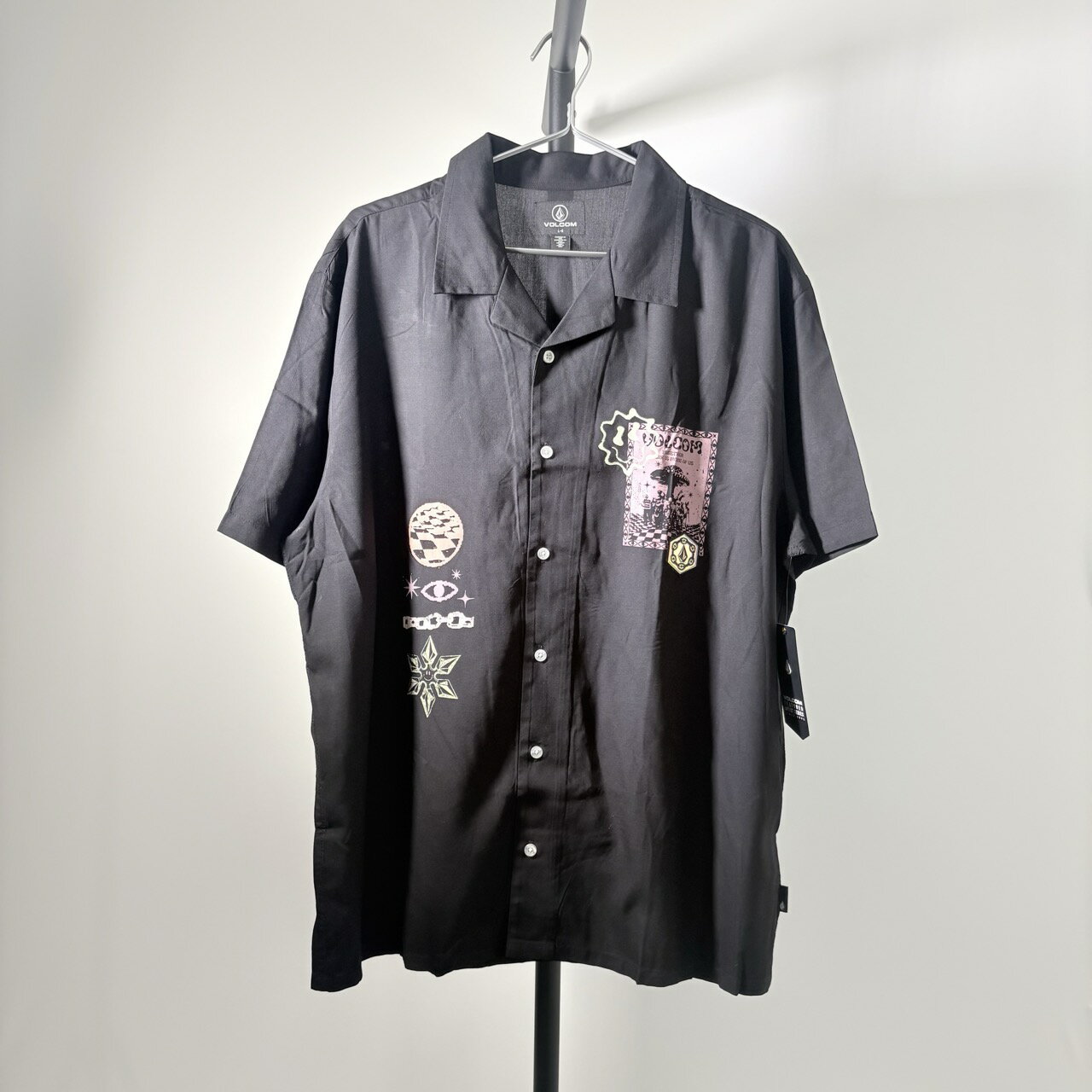 ＼お買い物マラソンpt5倍／〈アウトレット〉 VOLCOM ボルコム FA F RYGALSKI WOVEN SS オープンカラー 半袖シャツ メンズ ボクシーフィット レーヨン BLACK