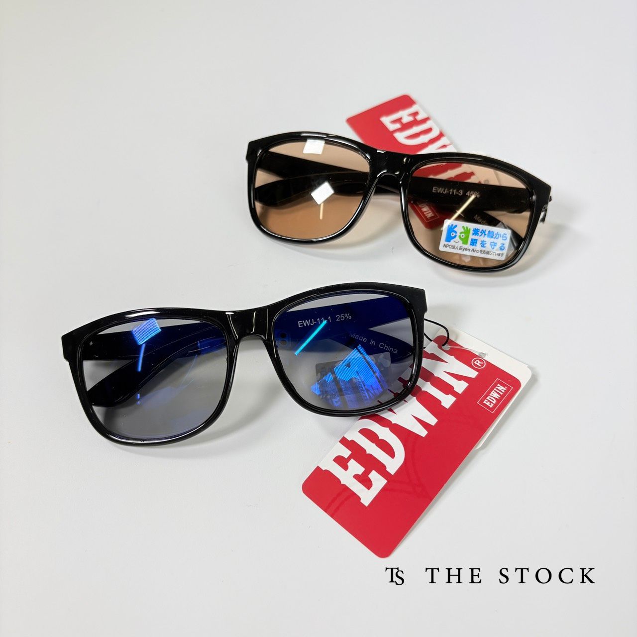 ＼ポイント5倍／ EDWIN エドウィン ジュニア UV99％以上カット キッズ サングラス ウェリントン ボーイズ ガールズ ユニセックス EWJ-11 2色展開 紫外線カット 伊達メガネ 送料無料