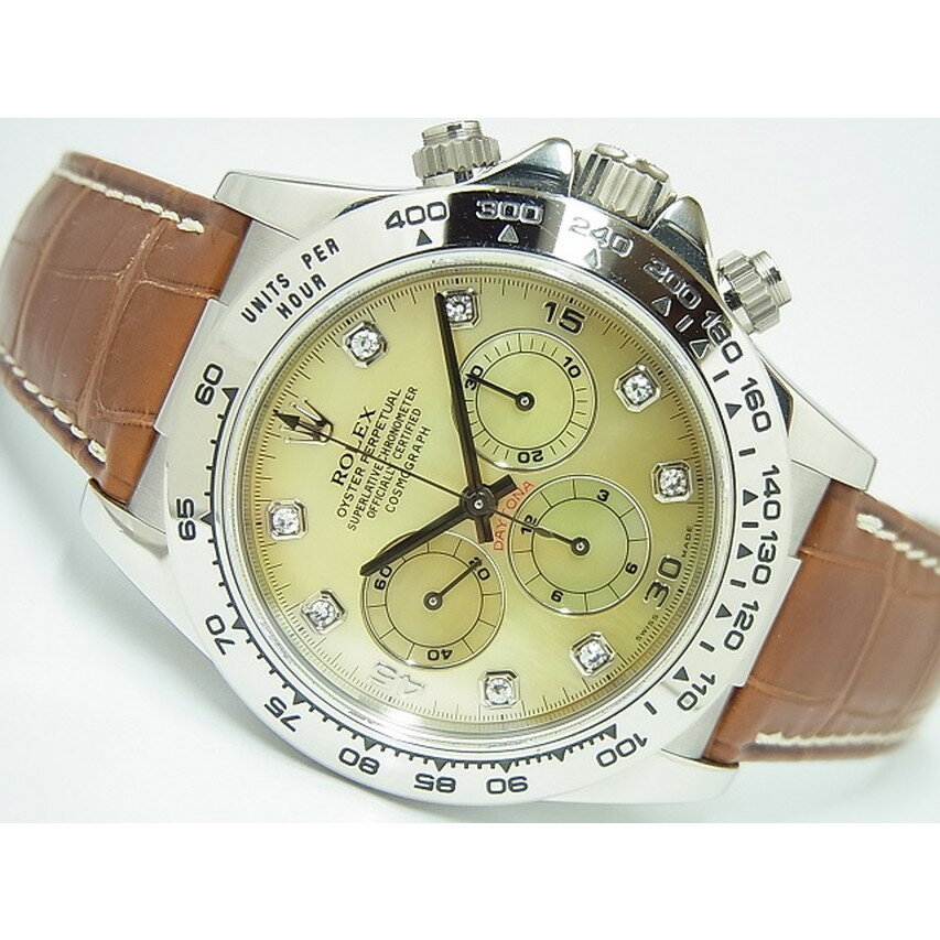 【中古】ロレックス（ROLEX）デイトナ　エル・プリメロ　18KWG　イエローシェル・8Pダイヤ　A番　16519NG