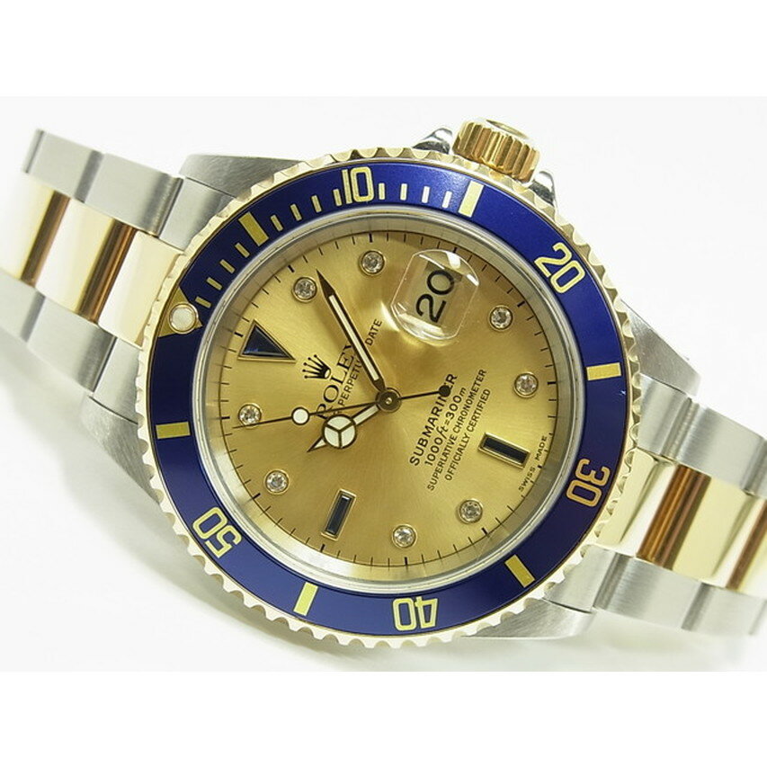 【中古】ロレックス（ROLEX）サブマリーナ・デイト　コンビ　8Pダイヤ&3Pサファイヤ　16613SG　Y番