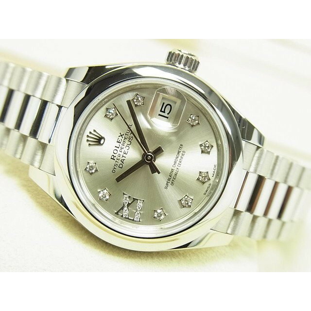 【中古】ロレックス（ROLEX）レディ　デイトジャスト　PT　シルバー文字盤　279166　正規品