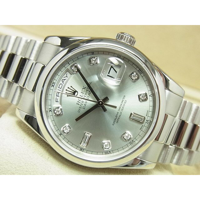 【中古】ロレックス（ROLEX）デイデイト　PT　アイスブルー　Ref.118206A　P番