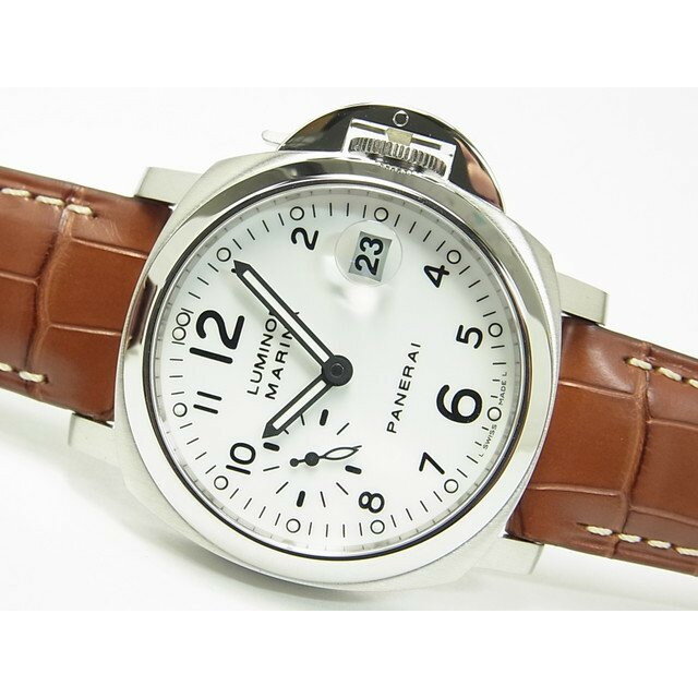 【中古】パネライ（OFFICINE PANERAI）ルミノールマリーナ　40MM　ホワイト　革　PA ...