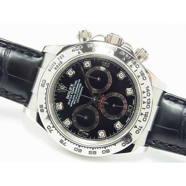 【中古】ロレックス（ROLEX）デイトナ　18KWG　ブラック文字盤・8Pダイヤ　116519G　F番