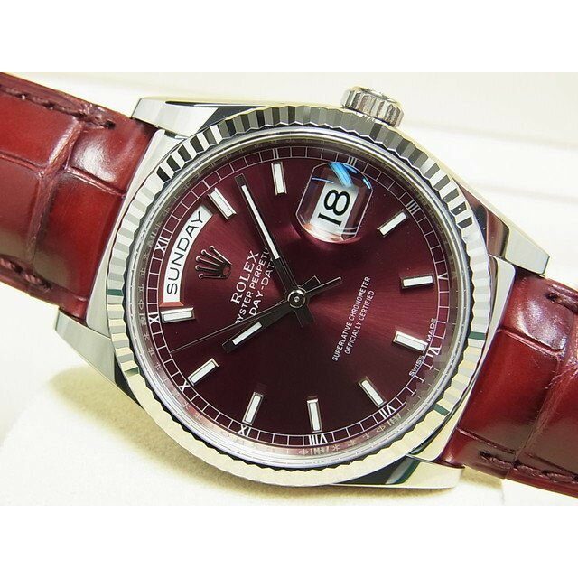 【中古】ロレックス（ROLEX）デイデイト 36MM　チェリー　18KWG　118139　’20年購入