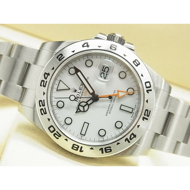 【中古】ロレックス（ROLEX）エクスプローラーII ホワイト文字盤 216570 一部保護シール付きの未使用品