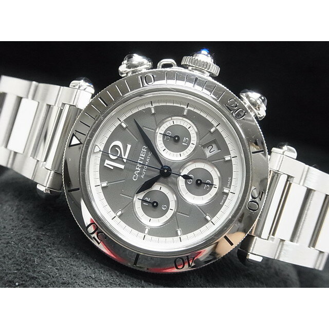 【中古】カルティエ(CARTIER)パシャ ドゥ カルティエ クロノグラフ グレー文字盤 WSPA0027