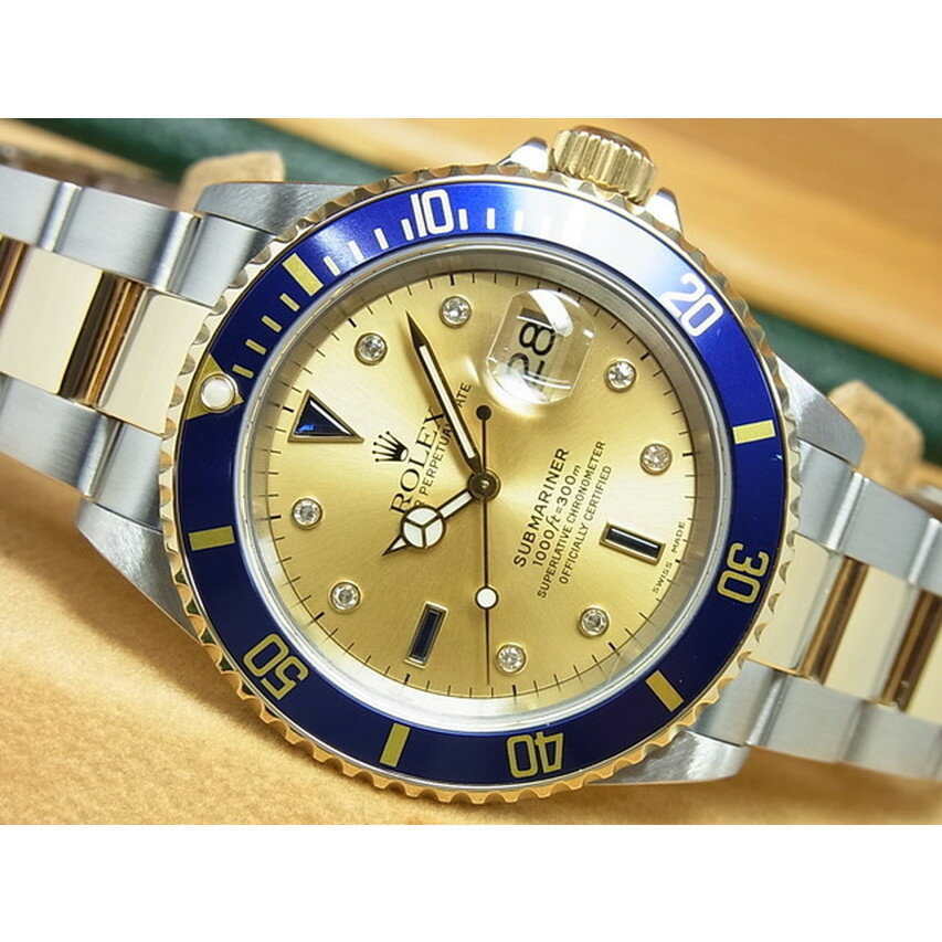 【中古】ロレックス（ROLEX)　サブマリーナーデイト・コンビ　8Pダイヤ&3Pサファイヤ　16613SG　Y番