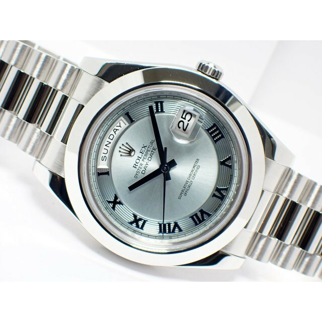 【中古】ロレックス（ROLEX） デイデイトII　アイスブルーローマ　プラチナ　218206