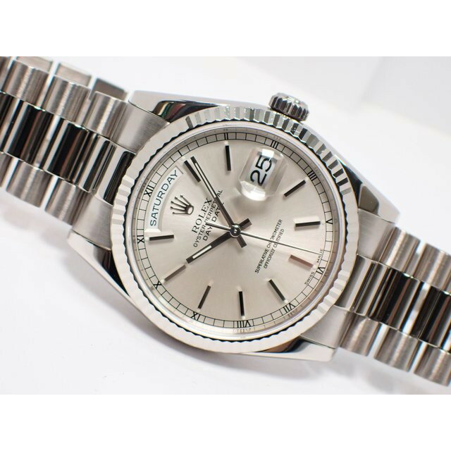 【中古】ロレックス（ROLEX） デイデイト　18KWG　シルバー文字盤　118239　正規品