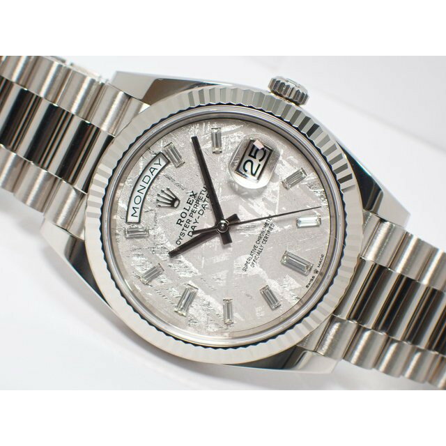 【中古】ロレックス（ROLEX） デイデイト40　メテオライト　10Pバゲットダイヤ　18KWG　2019年