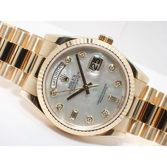 【中古】ロレックス（ROLEX） デイデイト　36MM　YG　ホワイトシェル・インデックスダイヤ　118238NA