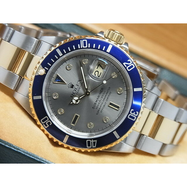 【中古】ロレックス（ROLEX） サブマリーナ・デイト　SS×YGコンビ　ダイヤ&サファイヤインデックス　16613SG