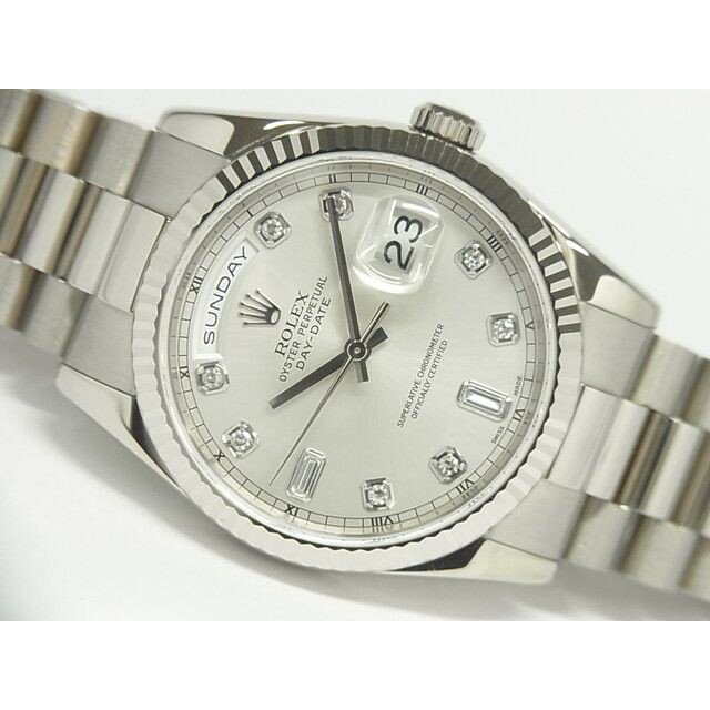 【中古】ロレックス（ROLEX）デイデイト　18KWG　シルバー・10Pダイヤ　118239A　正規品