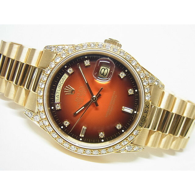 【中古】ロレックス(ROLEX)デイデイト 18KYG ベゼル&ラグダイヤ グラデーション文字盤 18138A