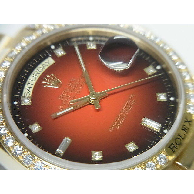 【中古】ロレックス（ROLEX）デイデイト　18KYG　ベゼル＆ラグダイヤ　グラデーション文字盤　18138A