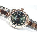 【中古】ロレックス（ROLEX） デイトジャスト28　レディース　オリーブグリーン10Pダイヤ　PGコンビ　オイスターブレス