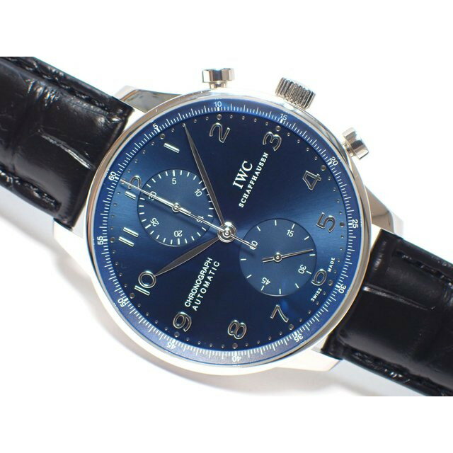 【中古】IWC（アイ ダブリュー シー） ポルトギーゼ　クロノグラフ　ブルー文字盤　IW371491