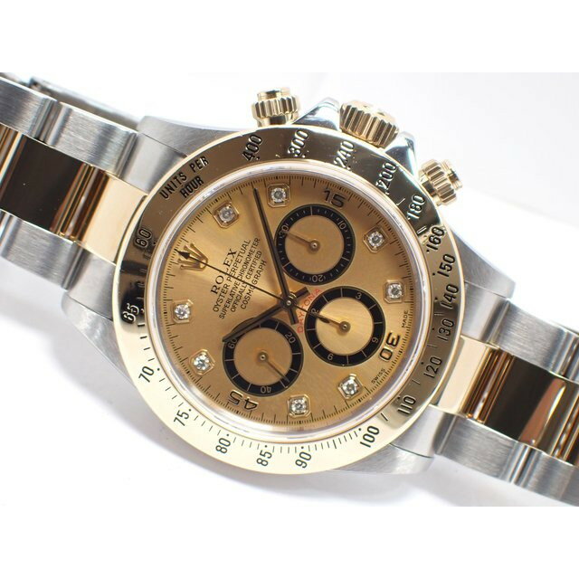 【中古】ロレックス（ROLEX）デイトナ　シャンパン文字盤8Pダイヤ　YG&SSコンビ　L番　正規品　16523G