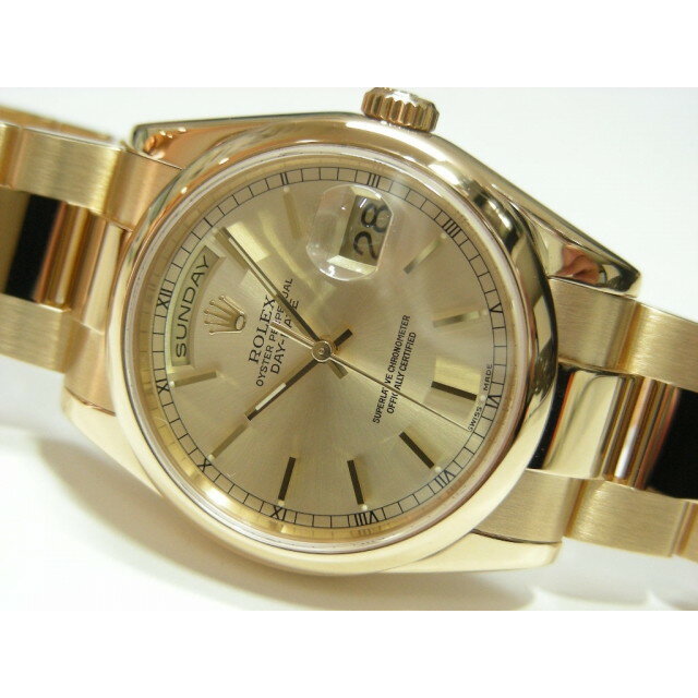 【中古】ロレックス（ROLEX）デイデイト　118208　18KYG　シャンパン