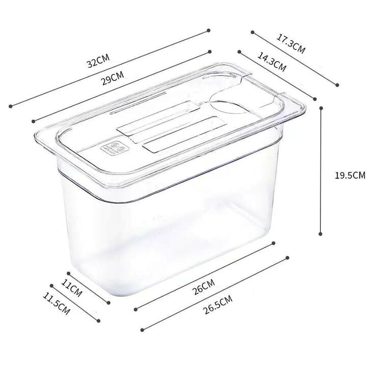 タンク 6L 透明PC製 低温調理器用 専用フタ付き 目盛り付き 水分の蒸発と熱の逃げ...