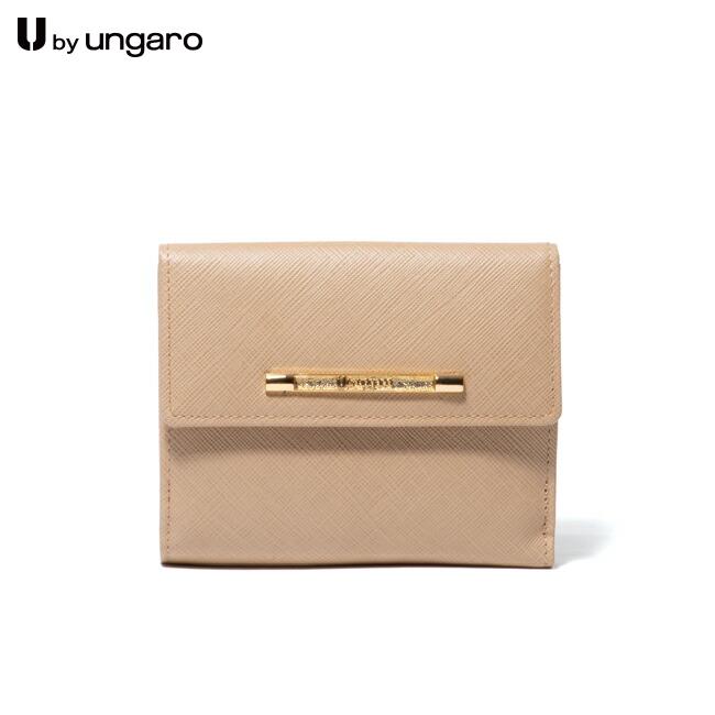 【正規販売店】U by ungaro アイガー 外ポケット二つ折り財布［ユーバイ ウンガロ］ 折りたたみ財布 ブランド 二つ折り 本革 レザー コンパクト ウォレット キーリング付き ミニ 小さい シンプル おしゃれ 大人 レディース バッグマニア