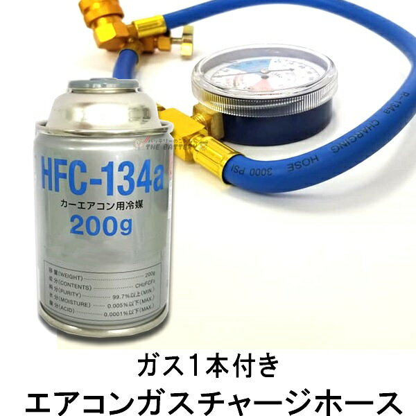 エアコン ガス チャージ ホース メーター付 R134a カーエアコン用冷媒 134a 200g 1本セット