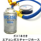 【先着10名★4/24（20時～）28時間限定!!最大1000円OFFクーポン】エアコン ガス チャージ ホース メーター付 R134a カーエアコン用冷媒 134a 200g 1本セット