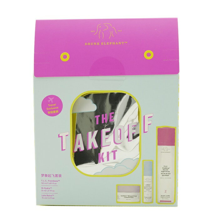 【月間優良ショップ受賞】 Drunk Elephant The TakeOff Kit: T.L.C Framboos Night Serum 50ml+ B-Hydra Serum 8ml+ Lala Retro Whipped Cream 15ml ドランクエレファント 送料無料 海外通販