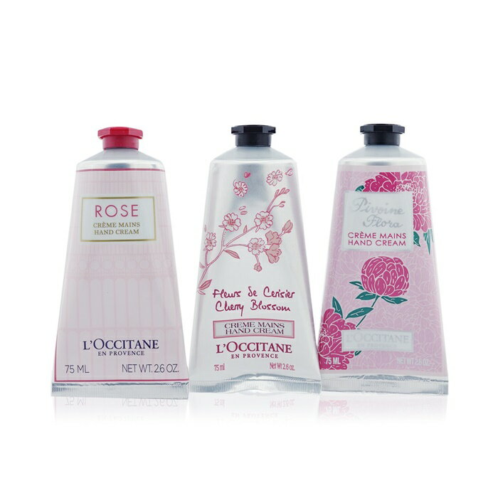 楽天The Beauty Club【月間優良ショップ受賞】 L'Occitane Pink Flowers Hand Cream Collection: Pivoine Flora + Rose + Cherry Blossom ロクシタン Pink Flowers Hand Cream Collectio 送料無料 海外通販