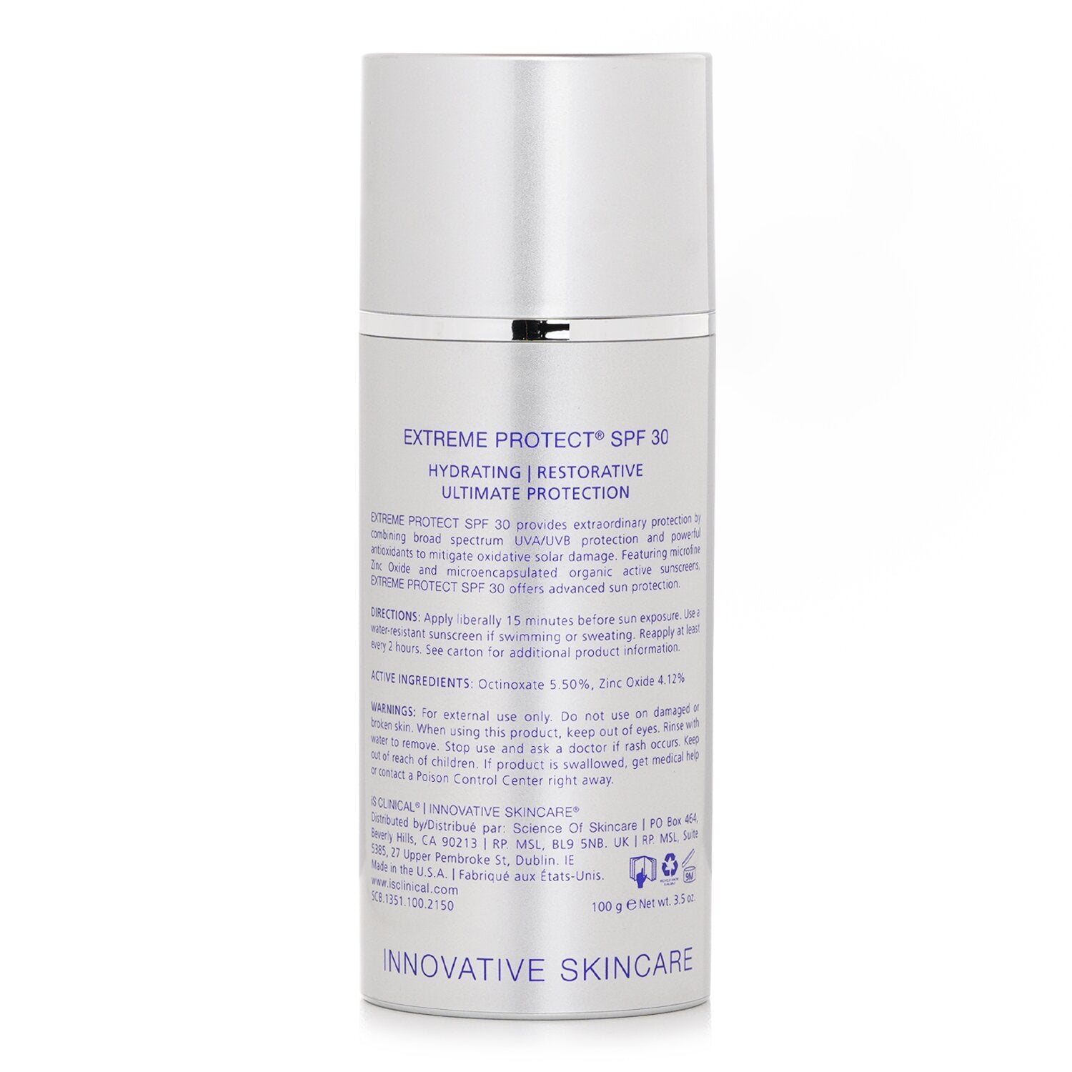 【月間優良ショップ受賞】 IS Clinical Extreme Protect SPF 30 Sunscreen Creme アイエスクリニカル Extreme Protect SPF 30 Sunscreen Creme 100ml/3.3oz 送料無料 海外通販